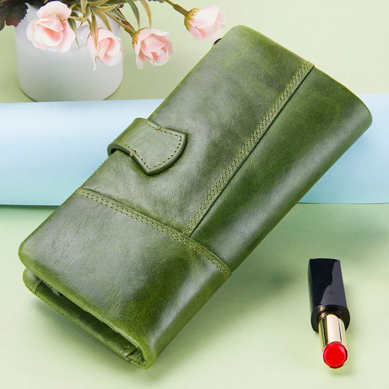 Portefeuille long en cuir de vachette véritable avec compartiment téléphone pour femme — photo 3