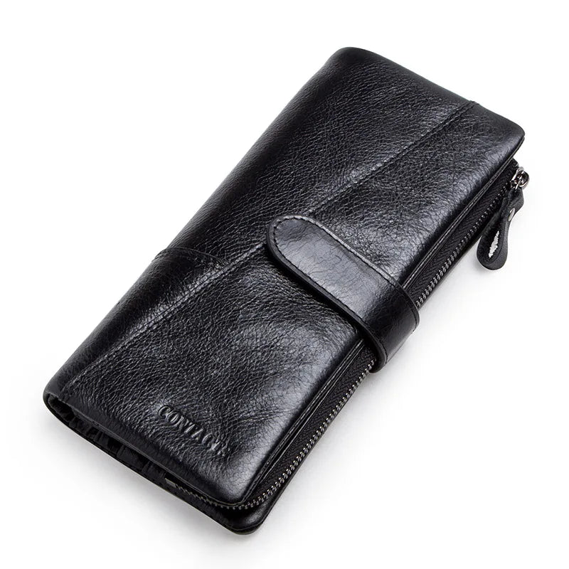 Portefeuille long en cuir de vachette véritable avec compartiment téléphone pour femme — photo 8