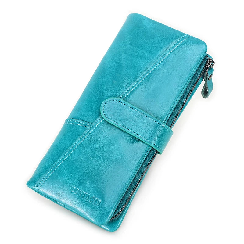 Portefeuille long en cuir de vachette véritable avec compartiment téléphone pour femme — photo 9