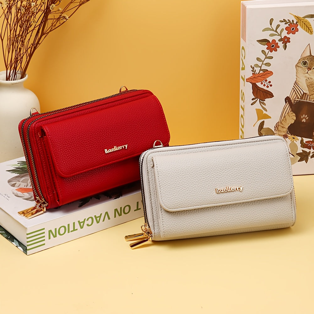 Portefeuille femme long, double zip et pochette ronde amovible