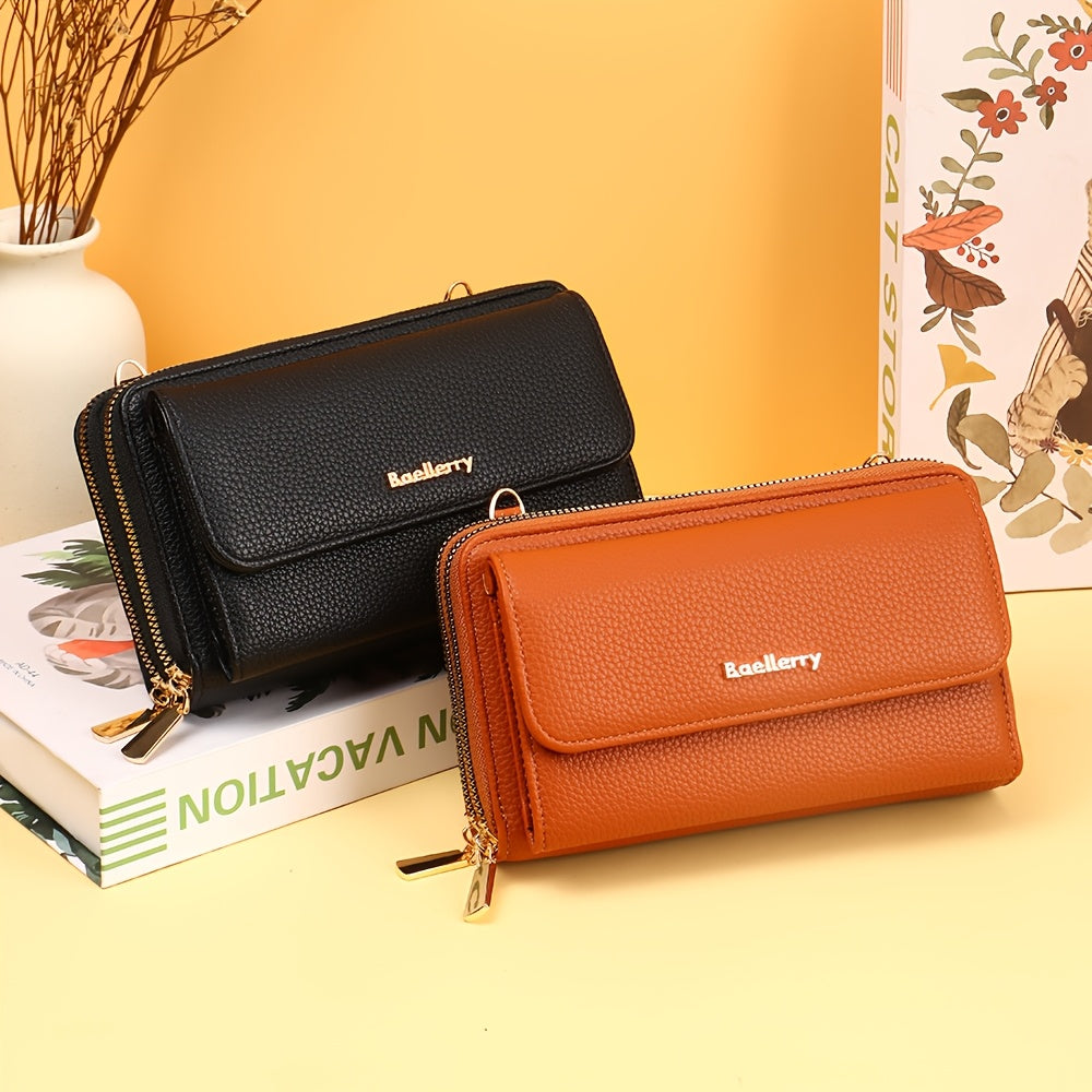 Portefeuille femme long, double zip et pochette ronde amovible