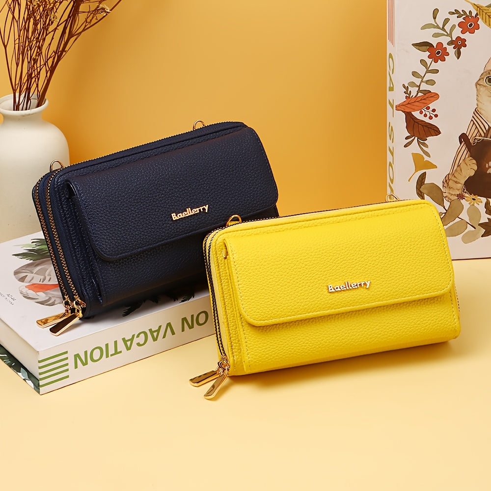 Portefeuille femme long, double zip et pochette ronde amovible