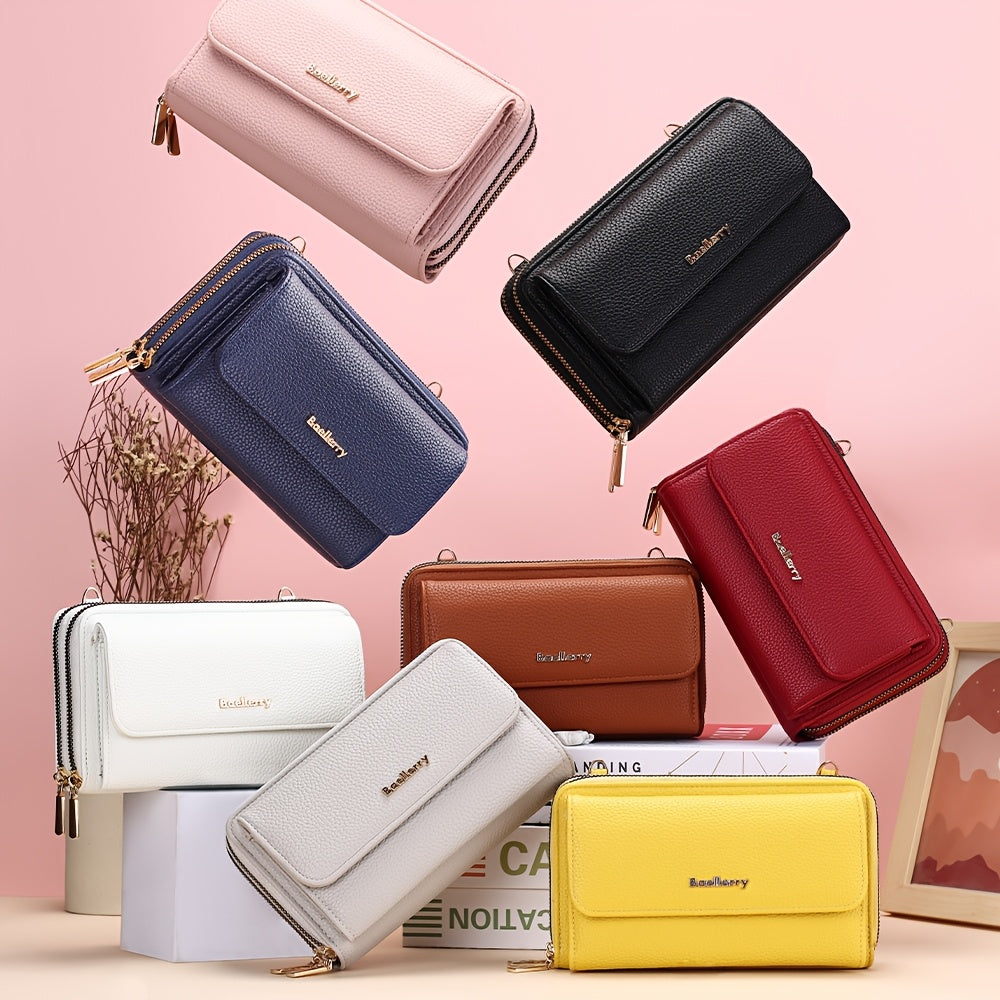 Portefeuille femme long, double zip et pochette ronde amovible
