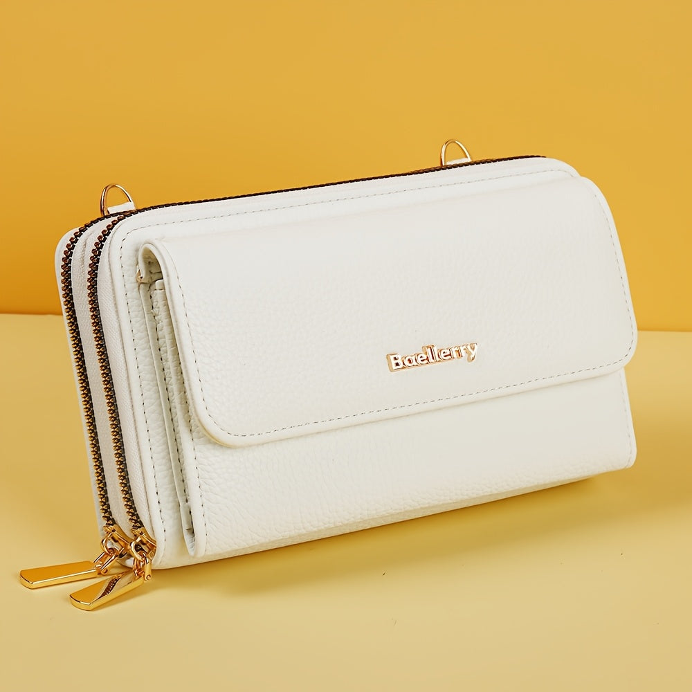Portefeuille femme long, double zip et pochette ronde amovible