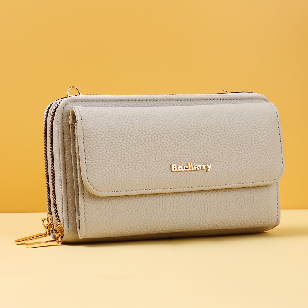 Portefeuille femme long, double zip et pochette ronde amovible