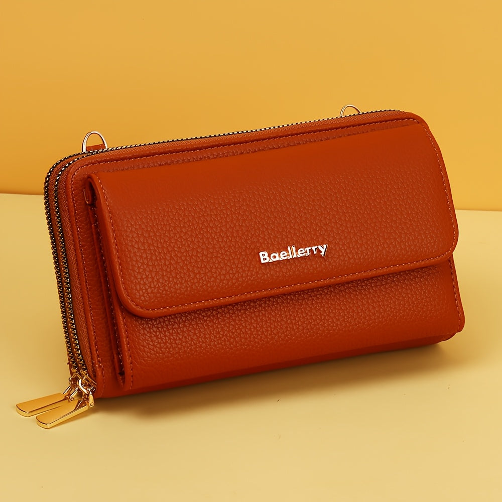 Portefeuille femme long, double zip et pochette ronde amovible