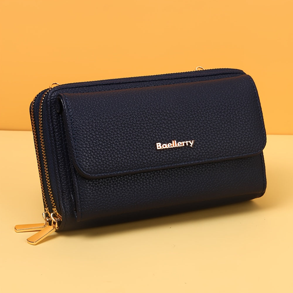 Portefeuille femme long, double zip et pochette ronde amovible