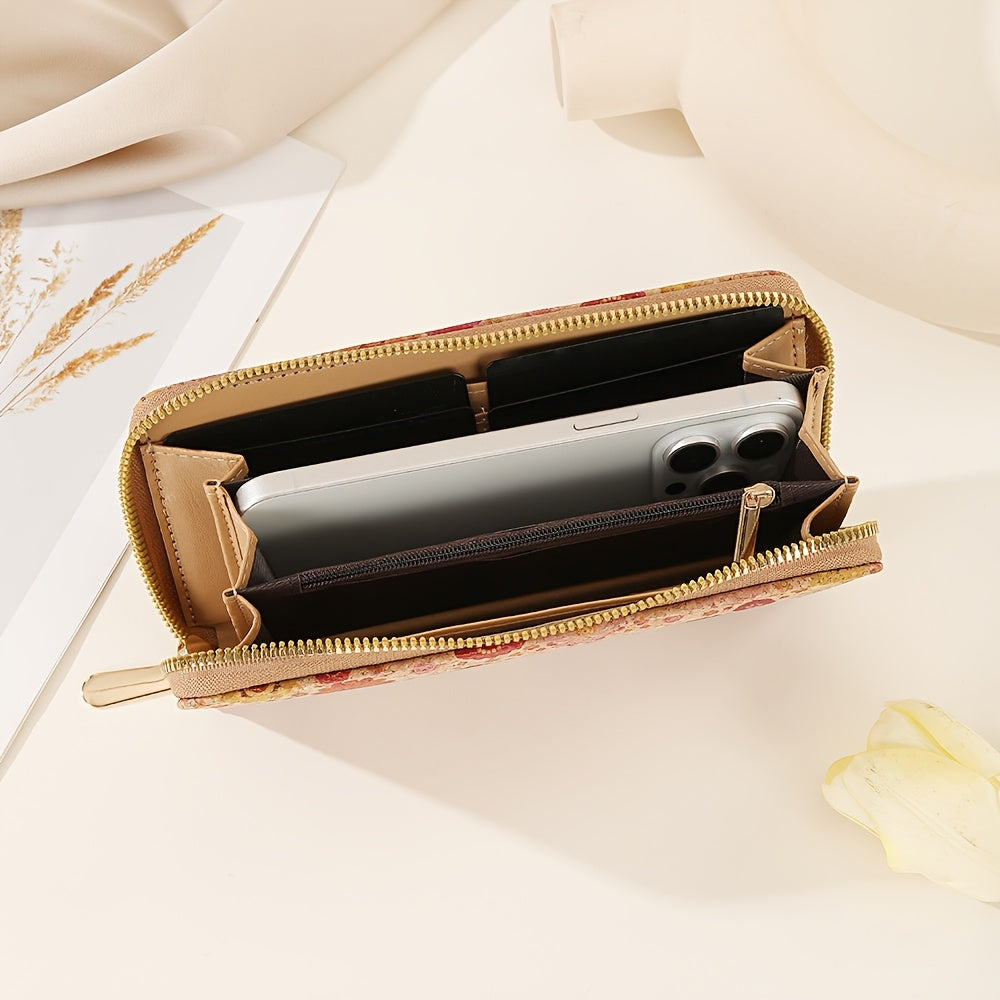 Portefeuille femme long en liège imprimé, billets à plat