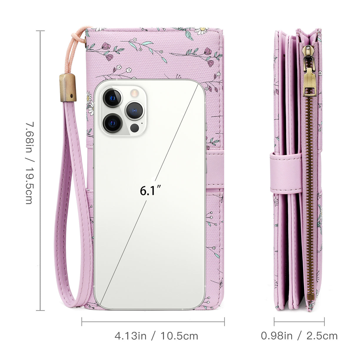 Portefeuille femme long fleuri à vingt emplacements cartes