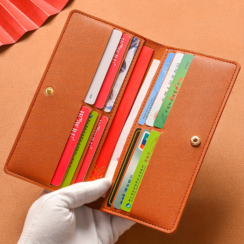 Portefeuille femme long de 5 mm, douze fentes et documents