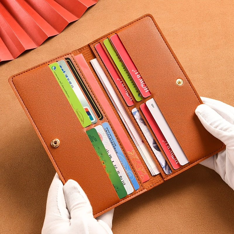 Portefeuille femme long de 5 mm, douze fentes et documents