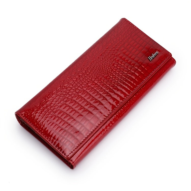 Portefeuille femme long croco verni, disponible en 7 coloris