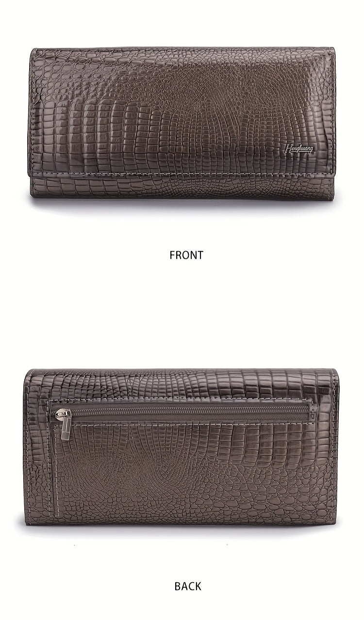 Portefeuille femme long croco verni, disponible en 7 coloris
