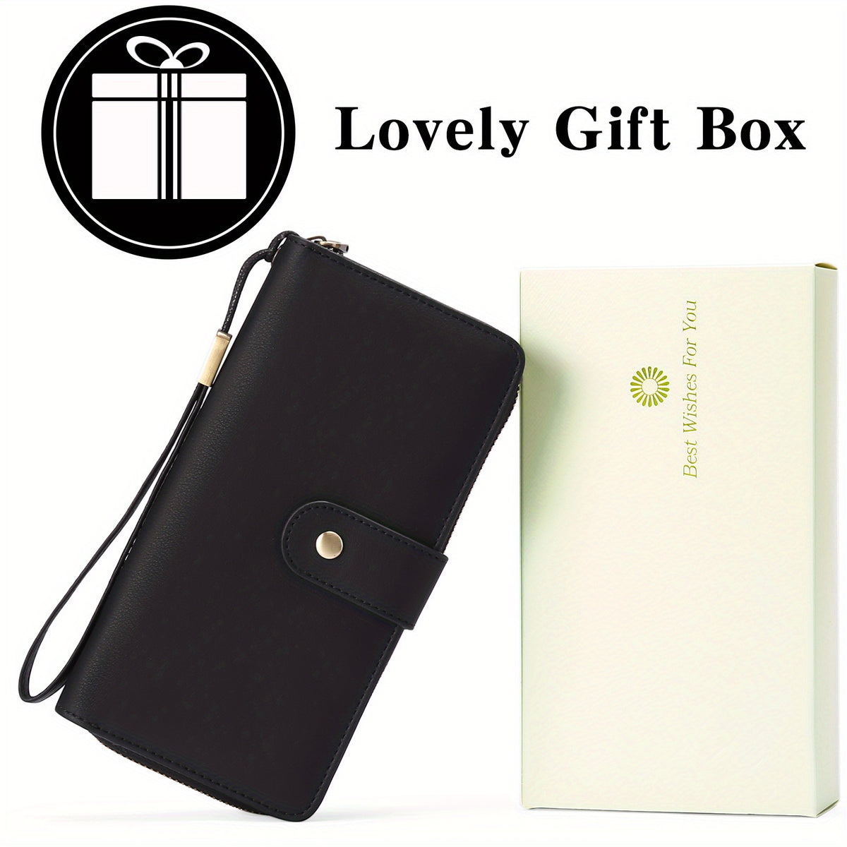 Portefeuille femme long zippé 14 cartes et poche téléphone