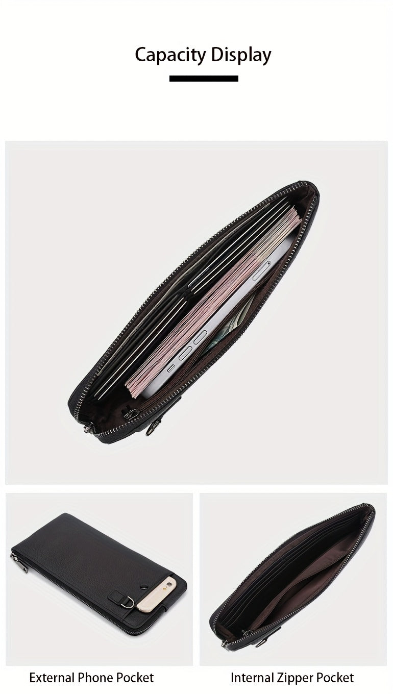 Portefeuille femme long zippé 21 cm, tranches de cuir peintes