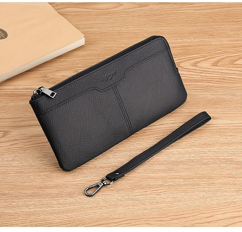 Portefeuille femme long zippé 21 cm, tranches de cuir peintes