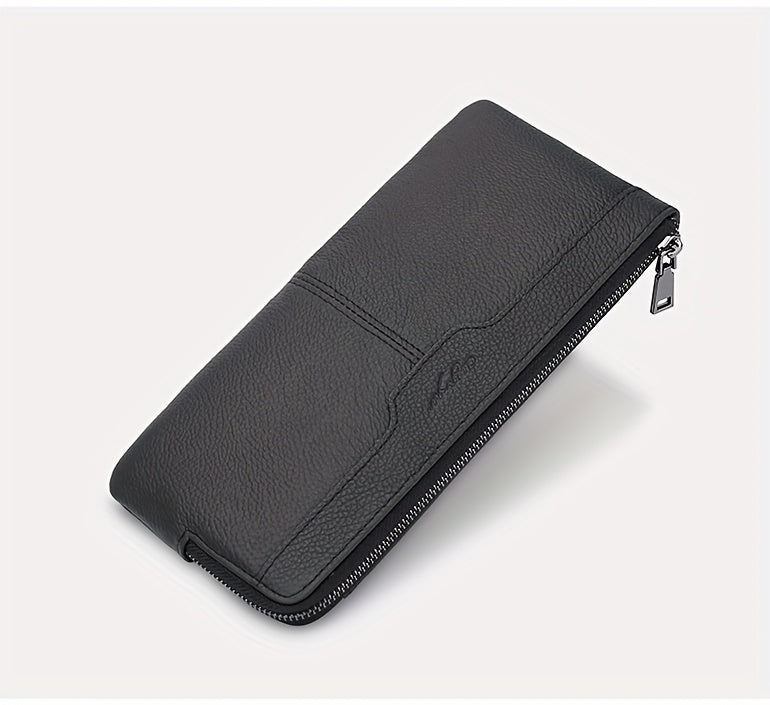 Portefeuille femme long zippé 21 cm, tranches de cuir peintes