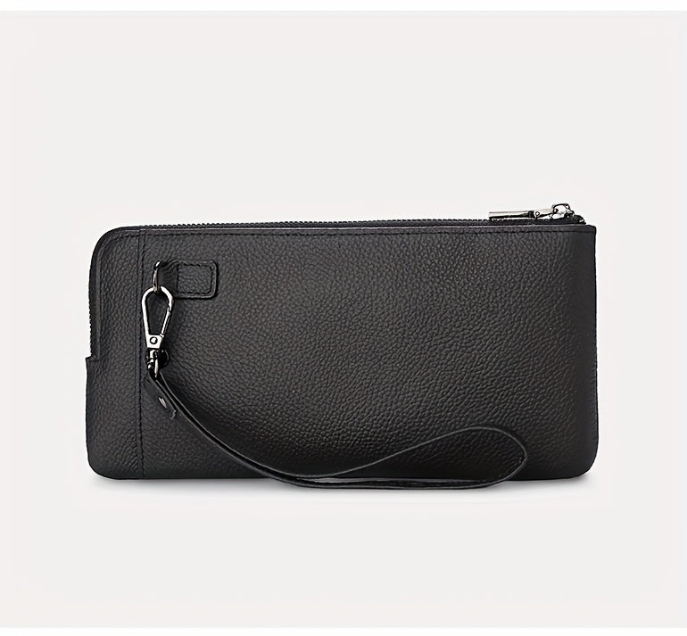 Portefeuille femme long zippé 21 cm, tranches de cuir peintes