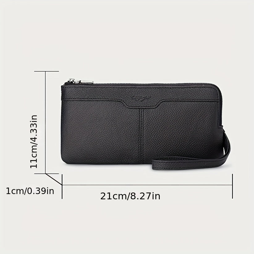 Portefeuille femme long zippé 21 cm, tranches de cuir peintes