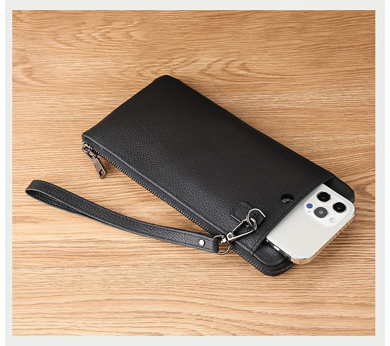 Portefeuille femme long zippé 21 cm, tranches de cuir peintes