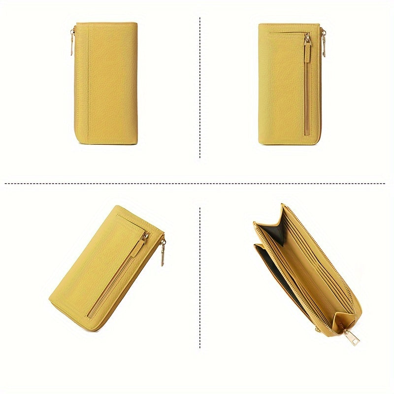 Portefeuille femme long zippé anti-RFID, 20 x 10 x 2 cm
