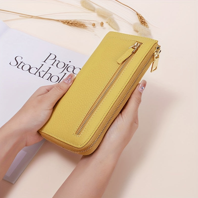 Portefeuille femme long zippé anti-RFID, 20 x 10 x 2 cm