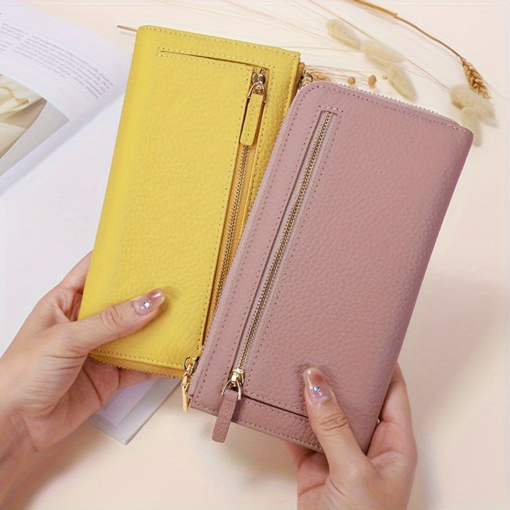 Portefeuille femme long zippé anti-RFID, 20 x 10 x 2 cm