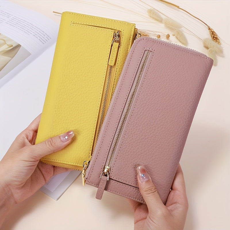 Portefeuille femme long zippé anti-RFID, 20 x 10 x 2 cm