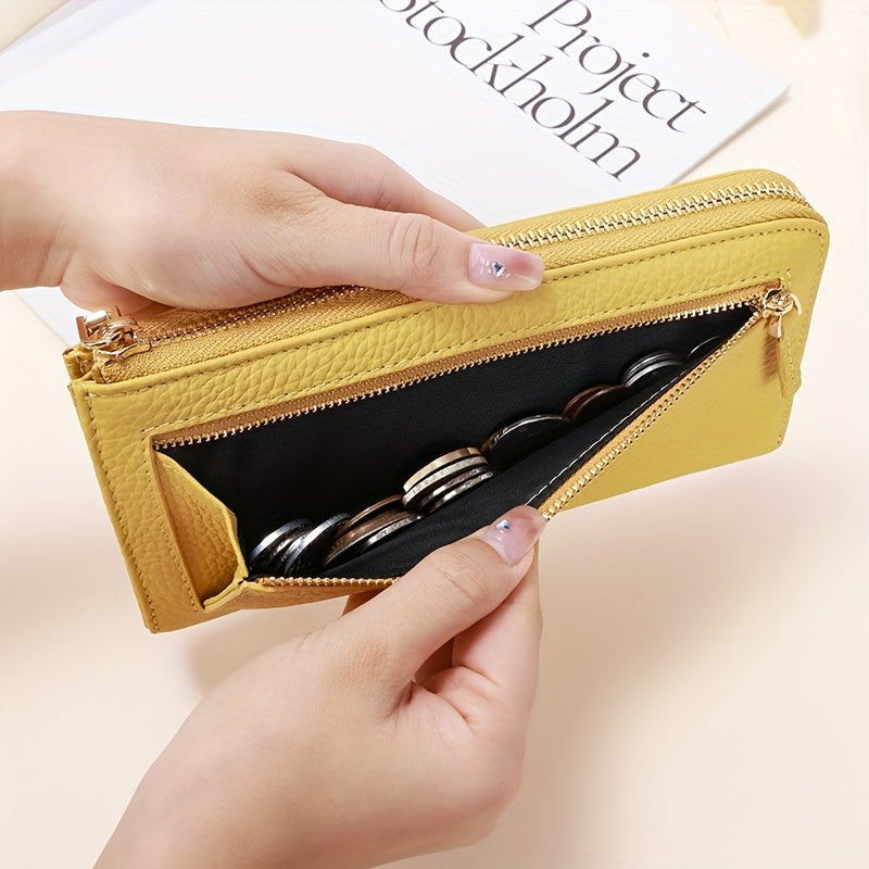 Portefeuille femme long zippé anti-RFID, 20 x 10 x 2 cm
