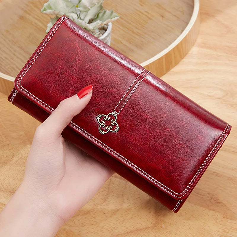 Portefeuille long de luxe en cuir PU avec pendentif floral pour femme — photo 1
