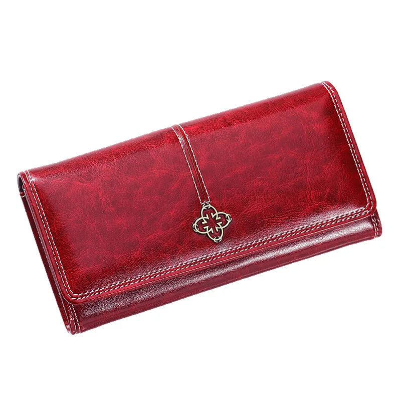 Portefeuille long de luxe en cuir PU avec pendentif floral pour femme — photo 3