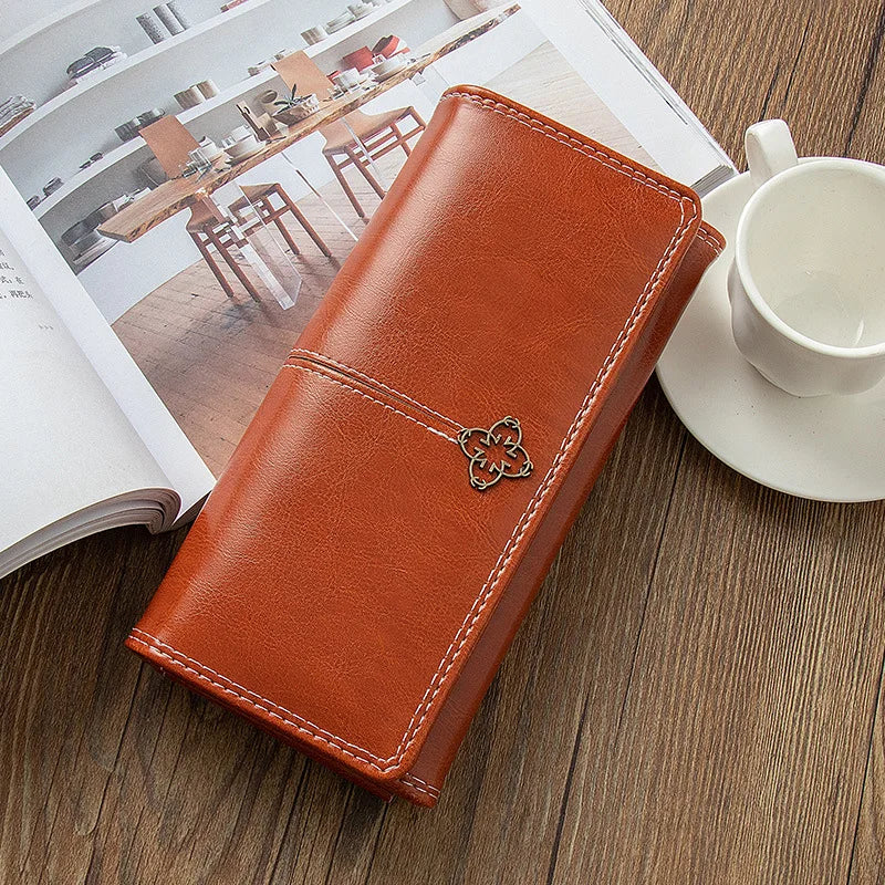 Portefeuille long de luxe en cuir PU avec pendentif floral pour femme — photo 4