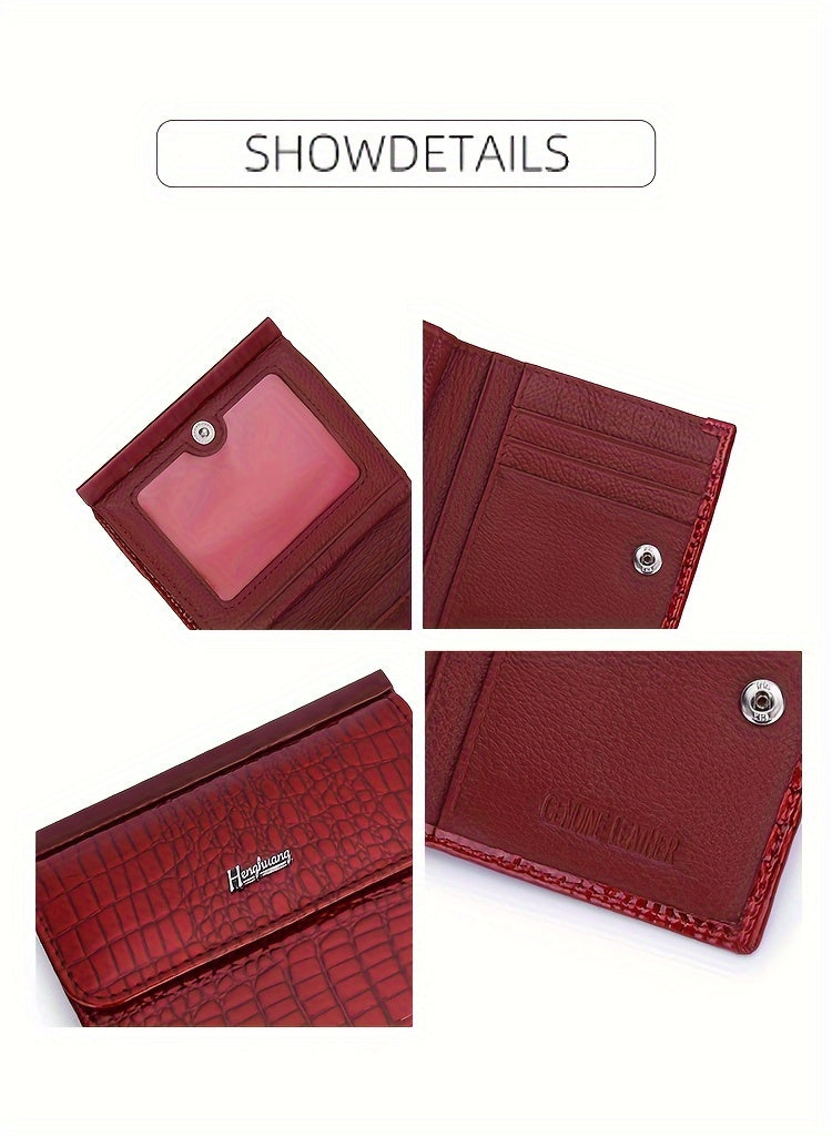 Portefeuille femme mini carré de cent grammes, croco verni