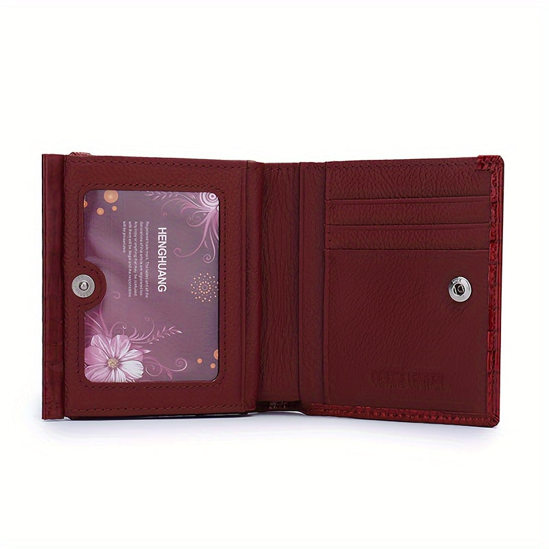 Portefeuille femme mini carré de cent grammes, croco verni