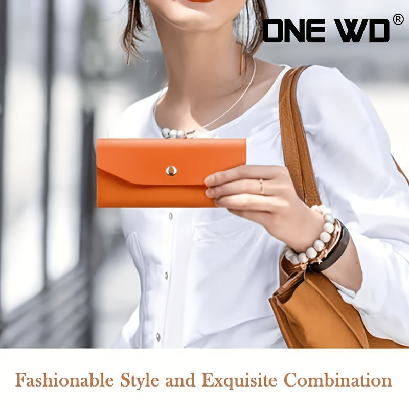 Portefeuille femme pochette enveloppe fine, bouton pression
