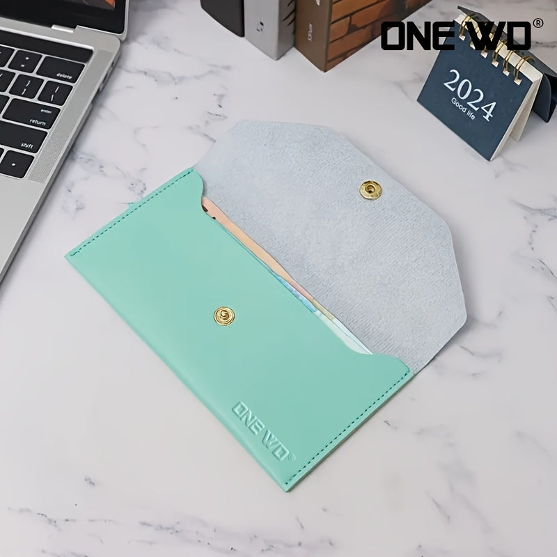 Portefeuille femme pochette enveloppe fine, bouton pression
