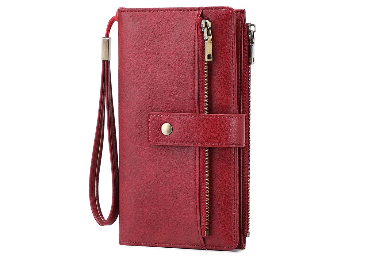 Portefeuille compagnon en cuir pu pour femme avec protection RFID et dragonne amovible — photo 5 Image