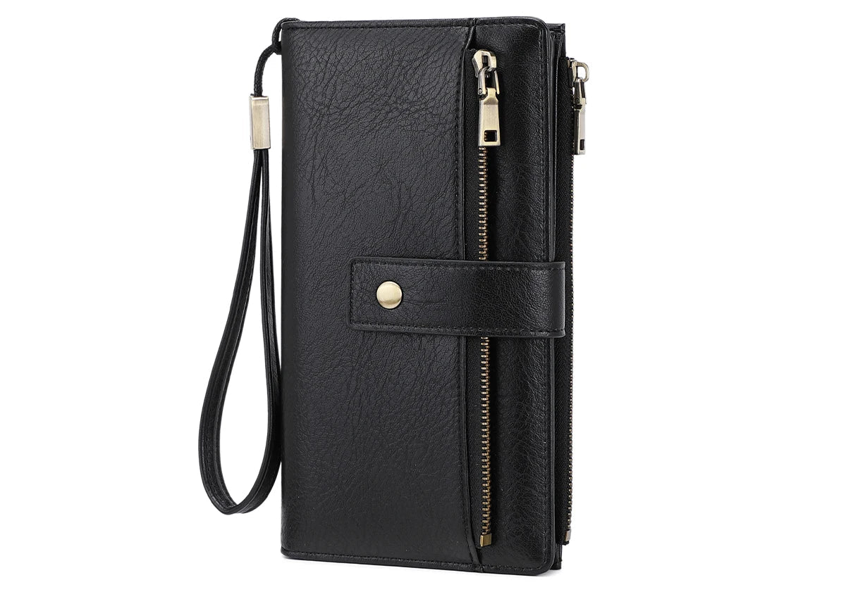Portefeuille compagnon en cuir pu pour femme avec protection RFID et dragonne amovible — photo 6