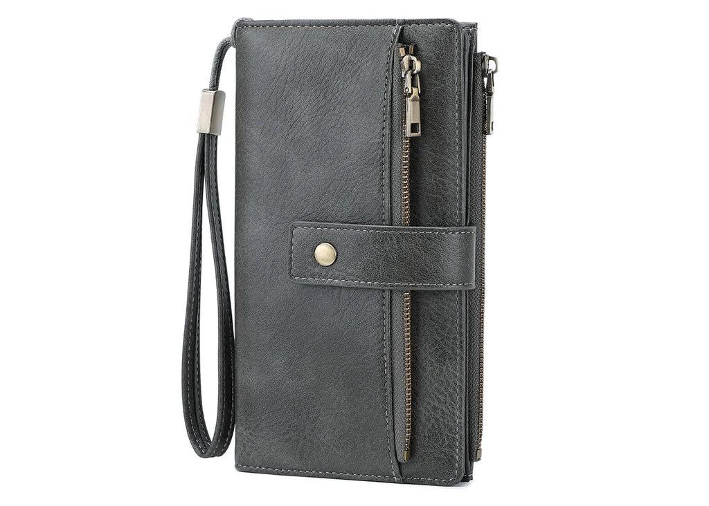 Portefeuille compagnon en cuir pu pour femme avec protection RFID et dragonne amovible — photo 7