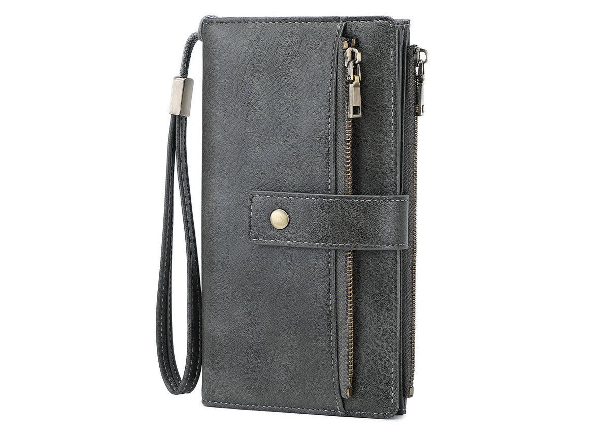 Portefeuille compagnon en cuir pu pour femme avec protection RFID et dragonne amovible — photo 7 Image