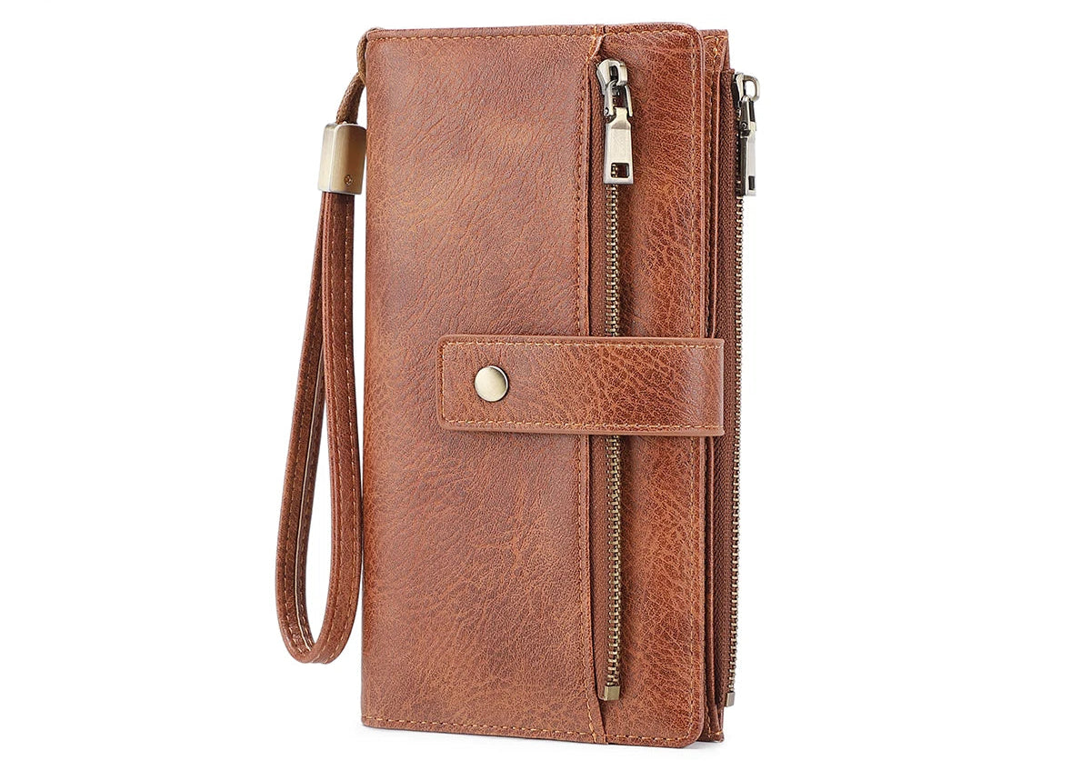 Portefeuille compagnon en cuir pu pour femme avec protection RFID et dragonne amovible — photo 9