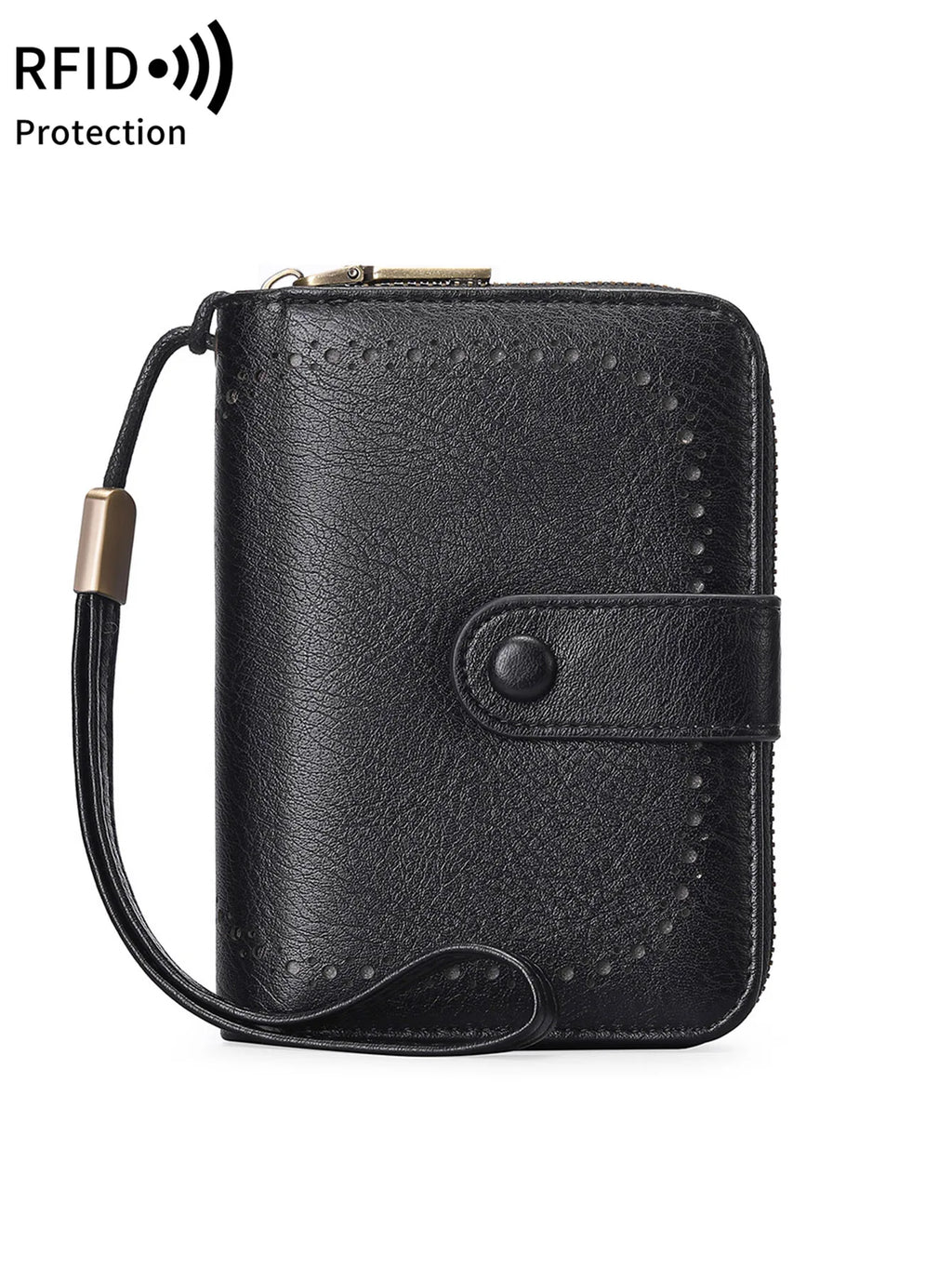 Portefeuille femme zippé en cuir PU vintage avec protection RFID et grande capacité — photo 3