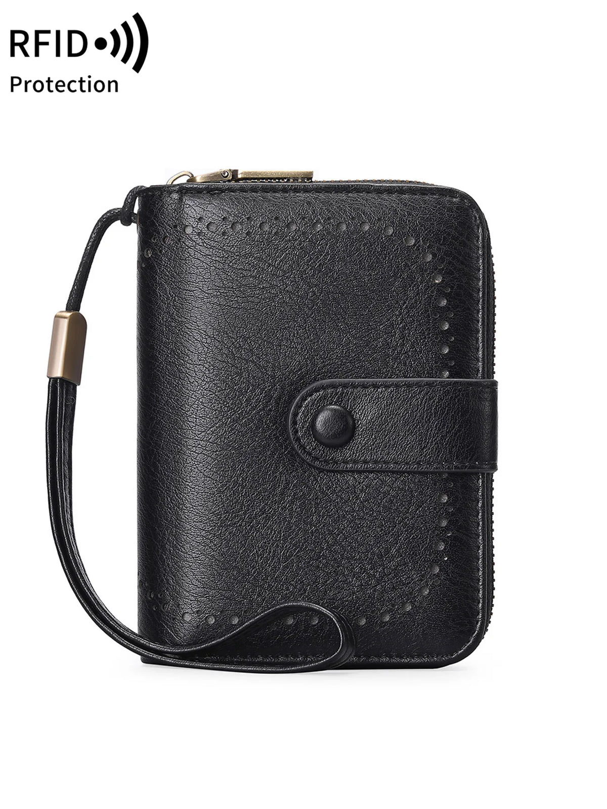 Portefeuille femme zippé en cuir PU vintage avec protection RFID et grande capacité — photo 3