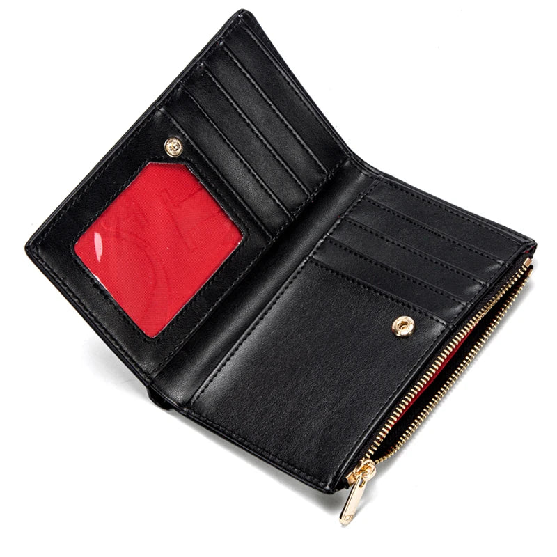 Portefeuille femme slim en similicuir avec porte-monnaie zippé et protection RFID — photo 3