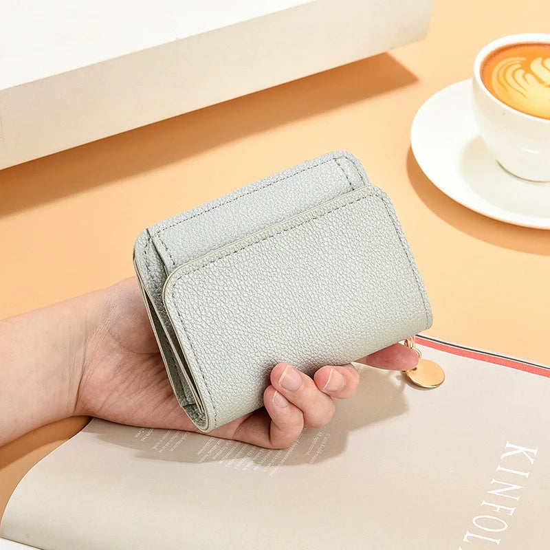 Portefeuille femme style coréen en simili cuir grainé avec porte-monnaie — photo 17