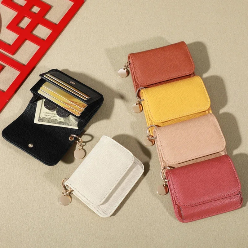 Portefeuille femme style coréen en simili cuir grainé avec porte-monnaie — photo 4