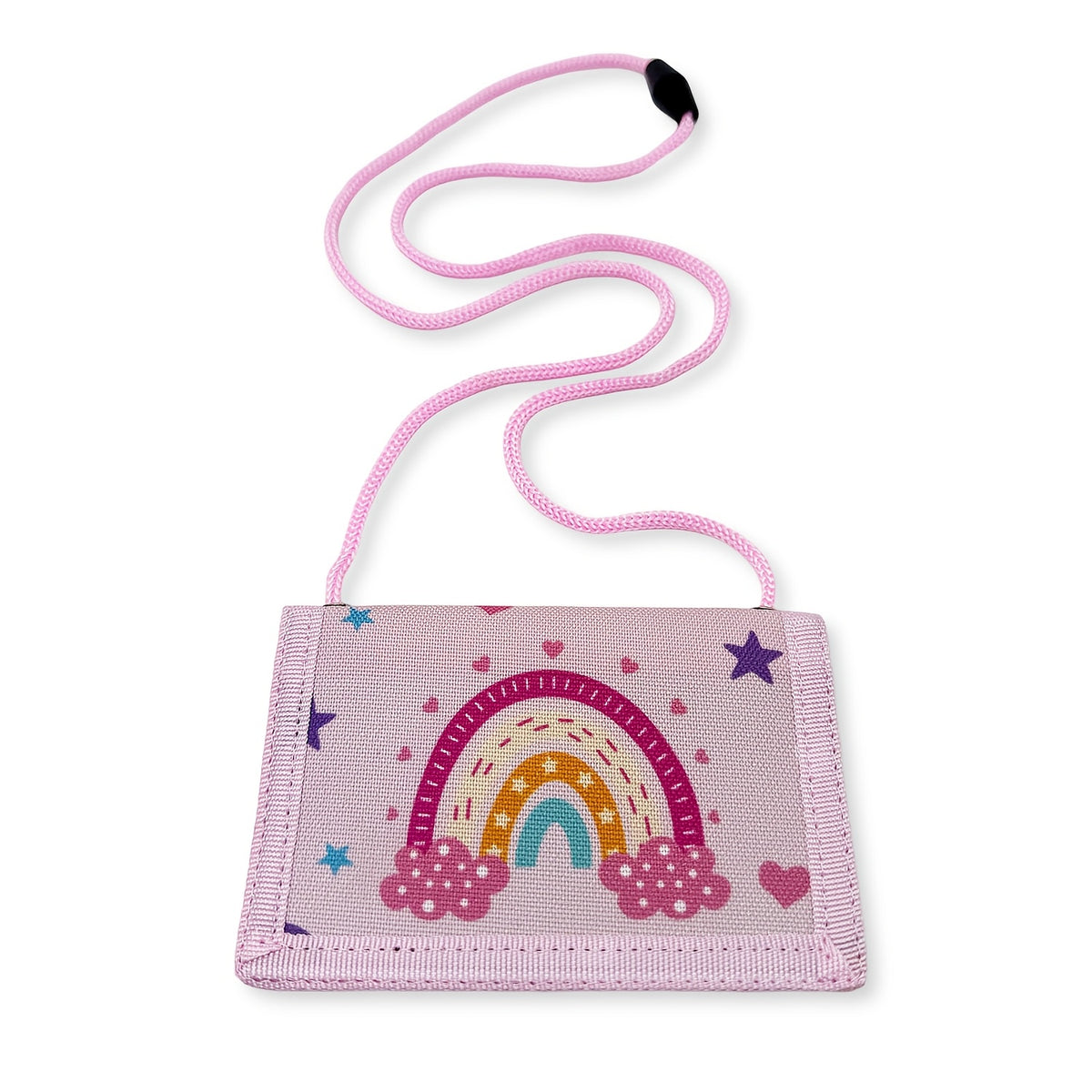 Portefeuille femme en toile arc-en-ciel, cordon d'épaule