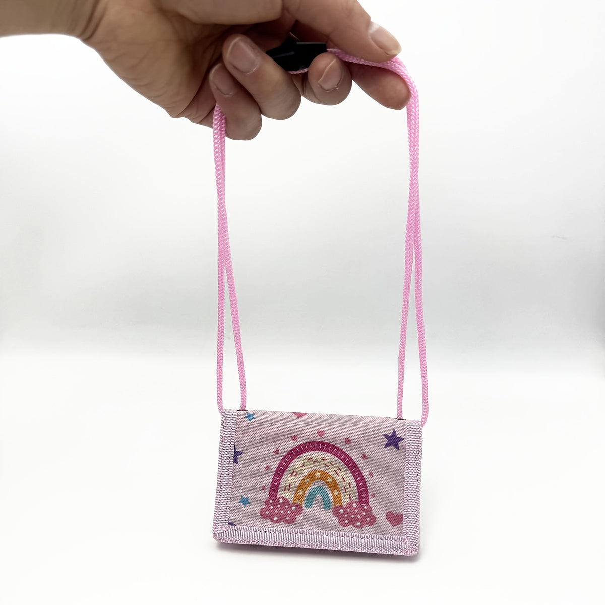 Portefeuille femme en toile arc-en-ciel, cordon d'épaule