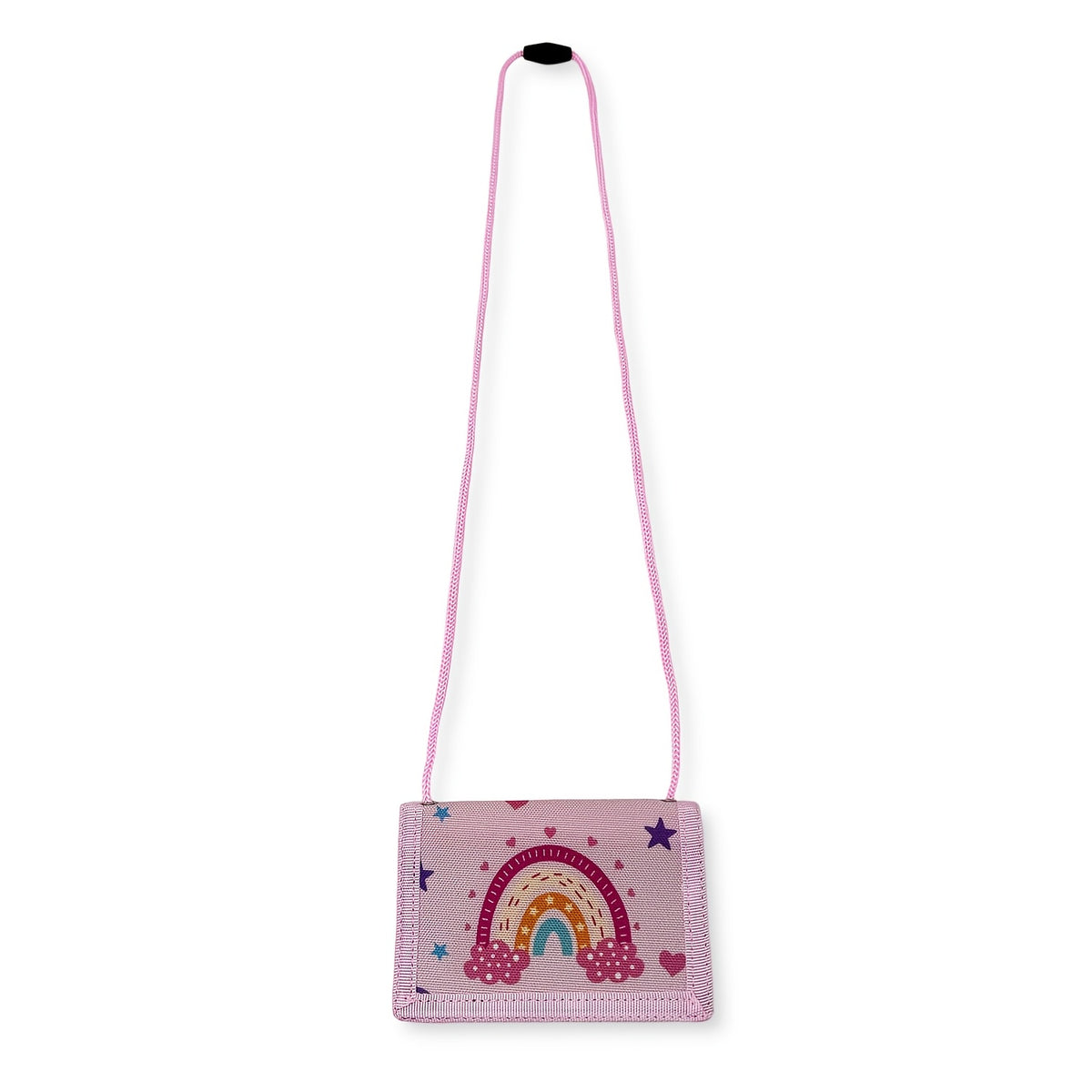 Portefeuille femme en toile arc-en-ciel, cordon d'épaule