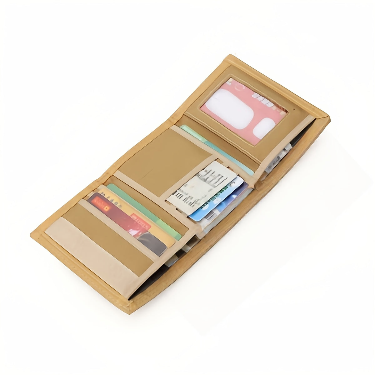 Portefeuille femme trois volets, toile bordée, 12 x 8 x 2 cm